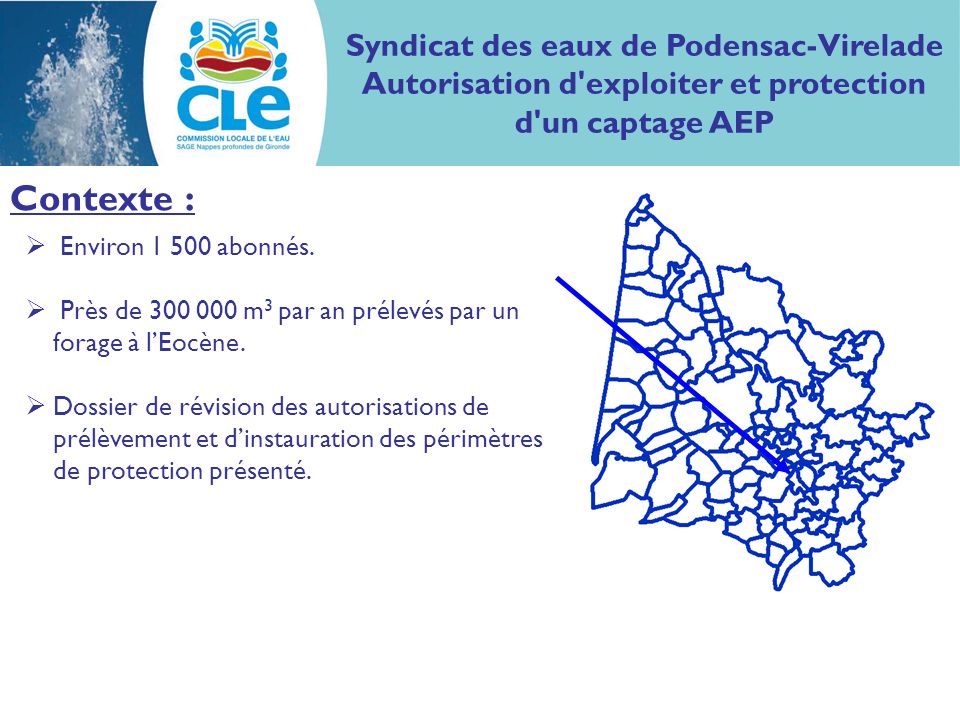 Contexte : Syndicat des eaux de Podensac-Virelade