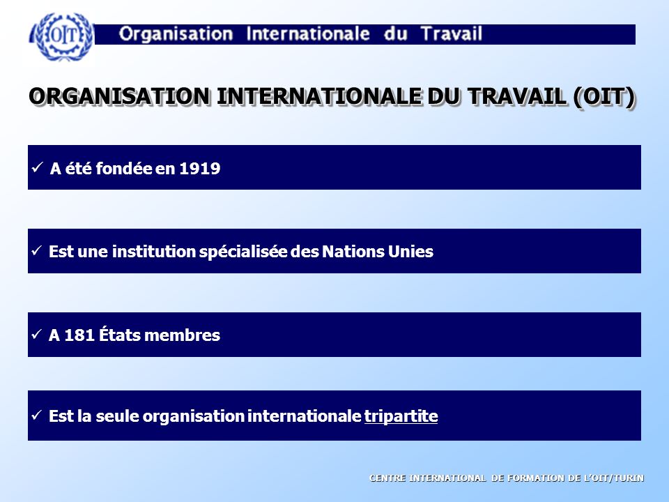 ORGANISATION INTERNATIONALE DU TRAVAIL (OIT)