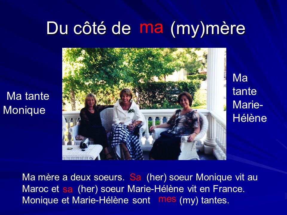 Du côté de (my)mère ma Ma tante Monique Ma tante Marie- Hélène