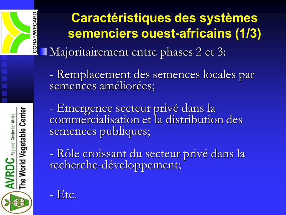 Caractéristiques des systèmes semenciers ouest-africains (1/3)
