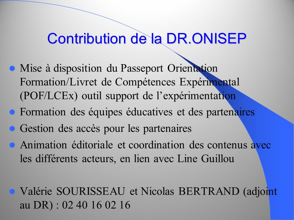 Contribution de la DR.ONISEP