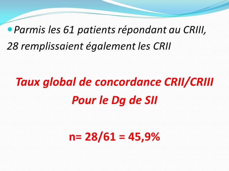 Taux global de concordance CRII/CRIII