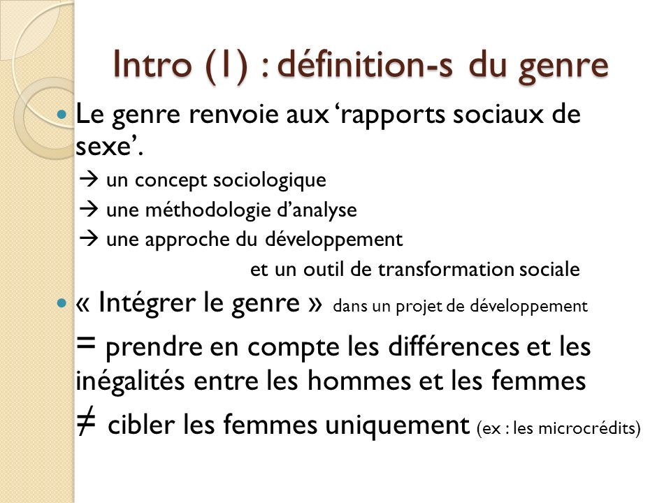 Intro (1) : définition-s du genre