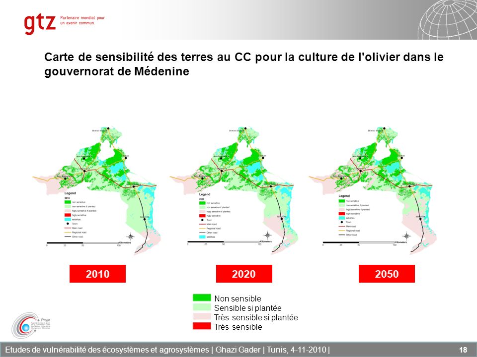 Carte de sensibilité des terres au CC pour la culture de l olivier dans le gouvernorat de Médenine