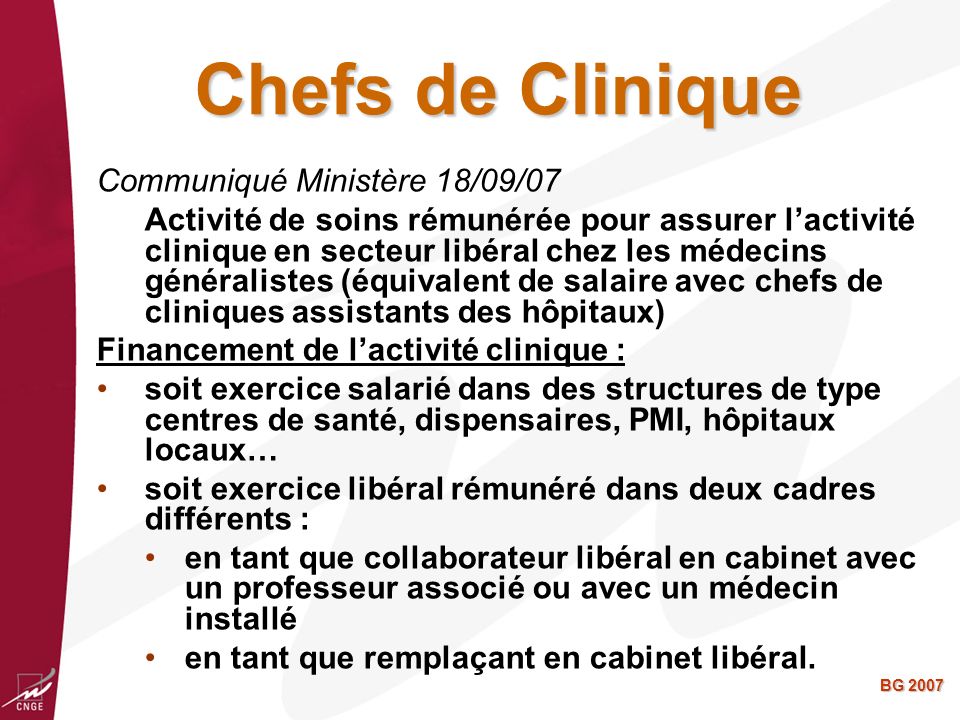 Chefs de Clinique Communiqué Ministère 18/09/07
