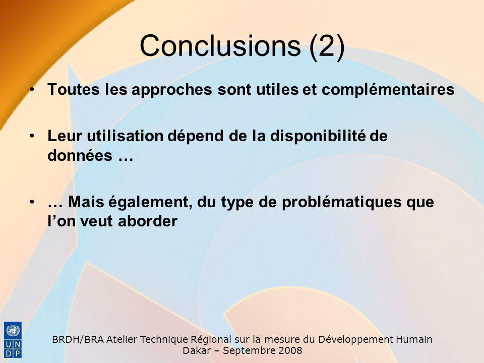 Conclusions (2) Toutes les approches sont utiles et complémentaires