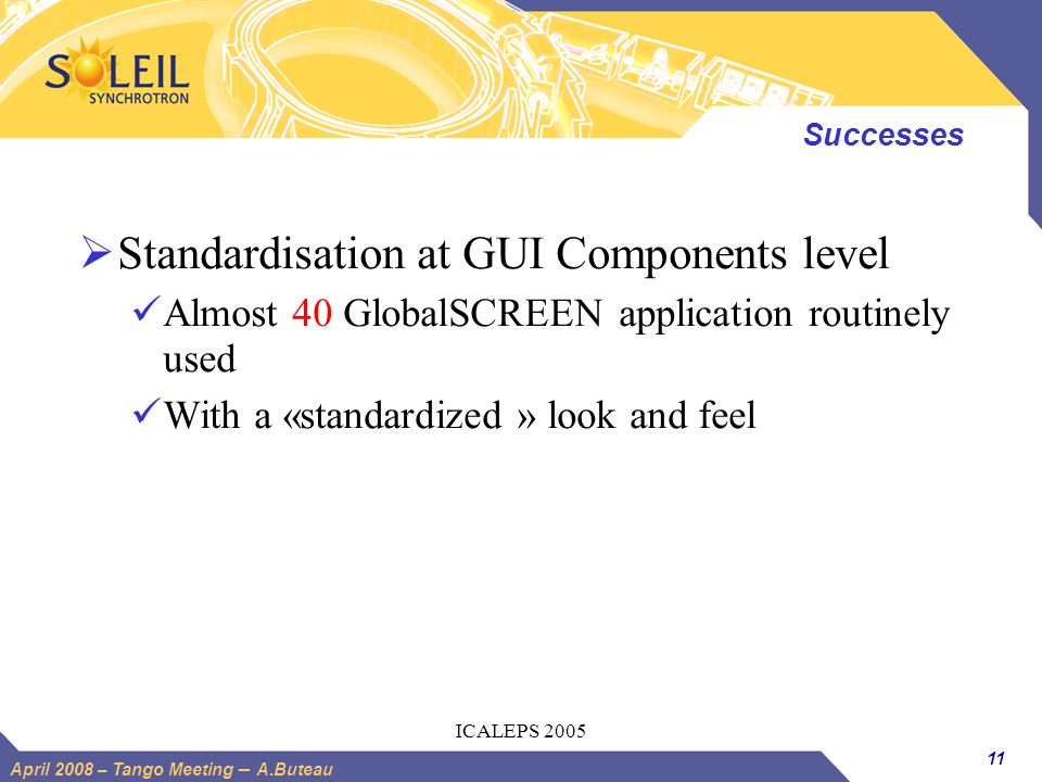 Standardisation at GUI Components level