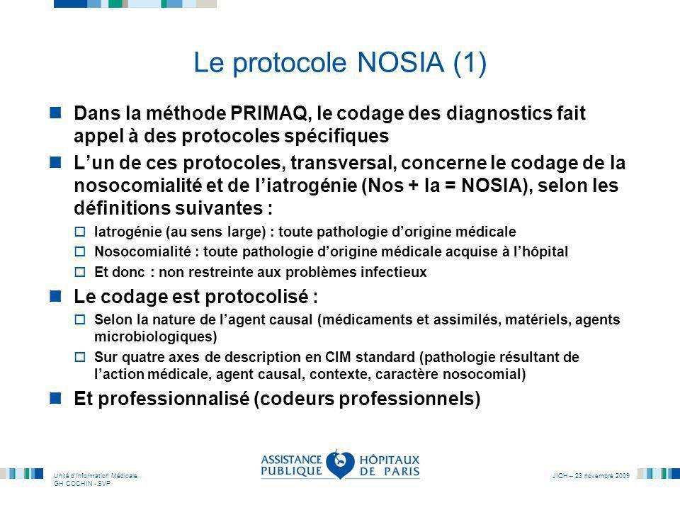 Le protocole NOSIA (1) Dans la méthode PRIMAQ, le codage des diagnostics fait appel à des protocoles spécifiques.