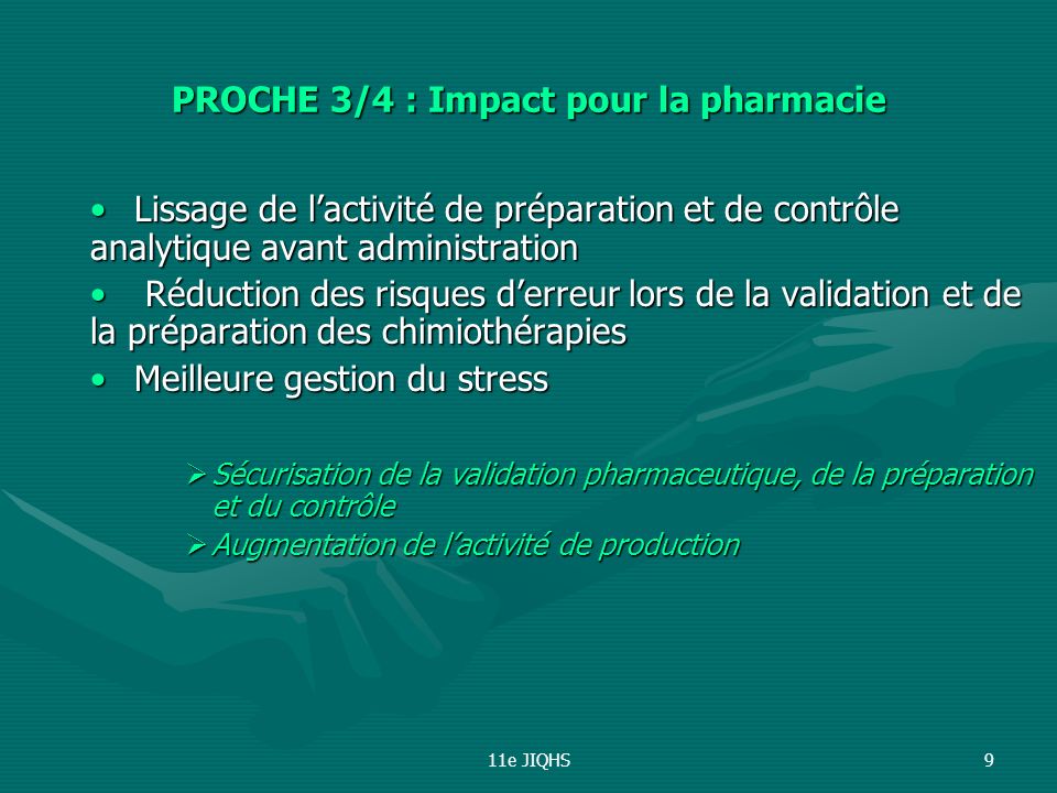 PROCHE 3/4 : Impact pour la pharmacie