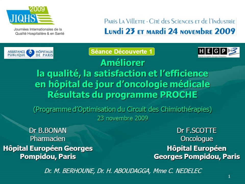 Dr F.SCOTTE Oncologue Hôpital Européen Georges Pompidou, Paris