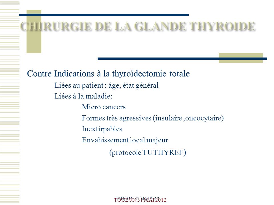 CHIRURGIE DE LA GLANDE THYROIDE
