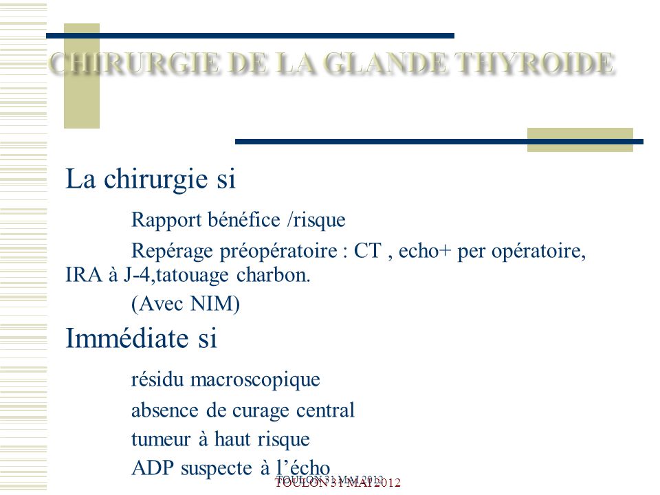CHIRURGIE DE LA GLANDE THYROIDE