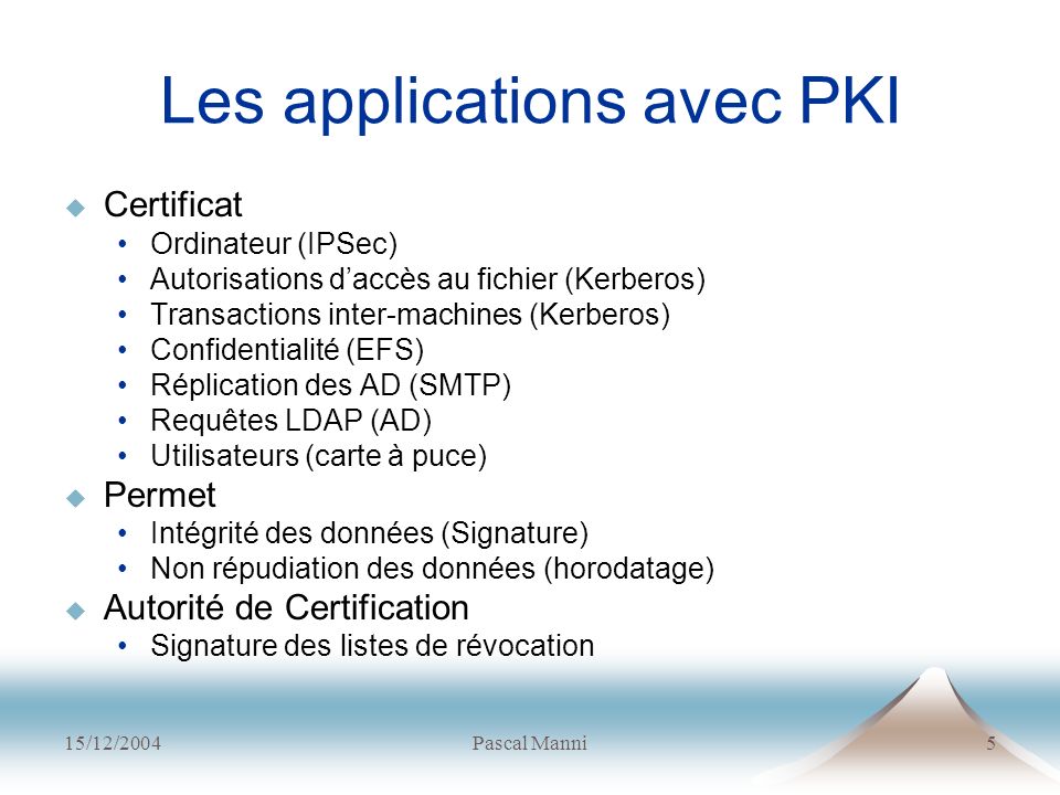 Les applications avec PKI