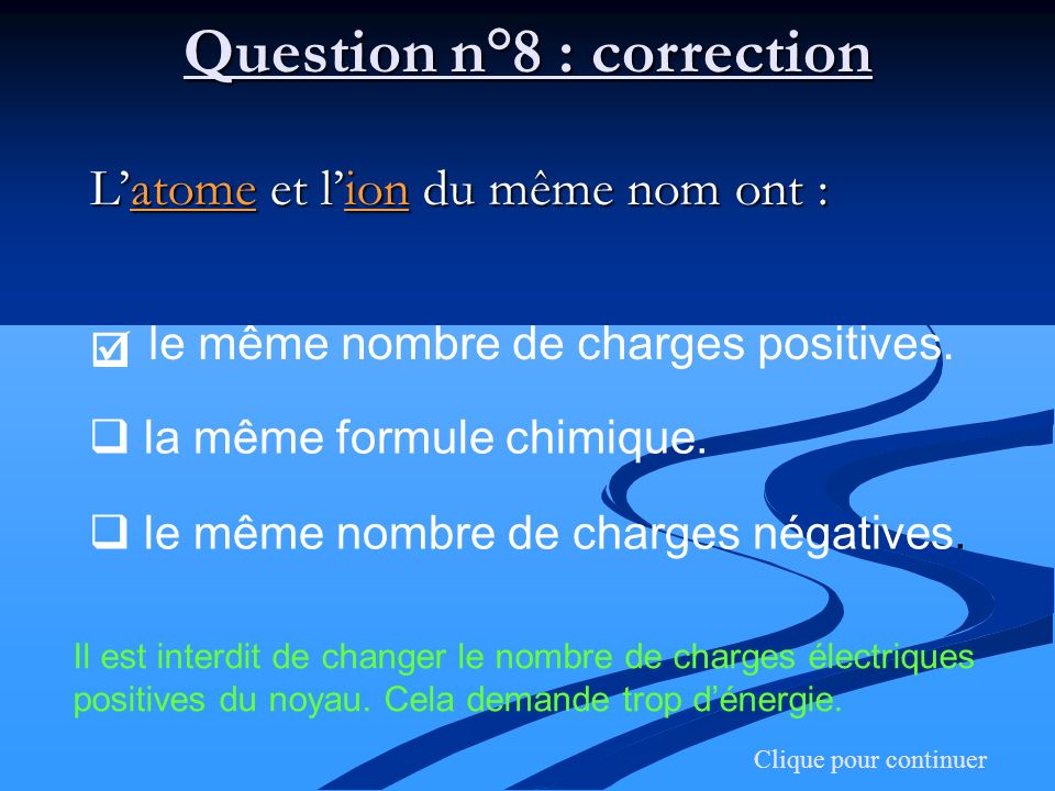 Question n°8 : correction