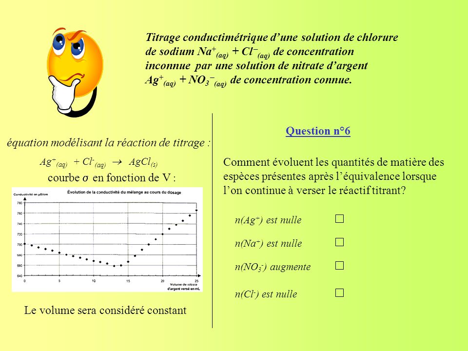équation modélisant la réaction de titrage :