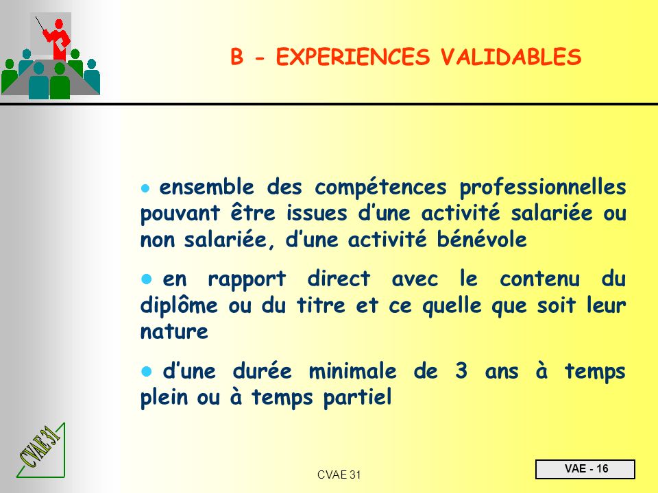 B - EXPERIENCES VALIDABLES