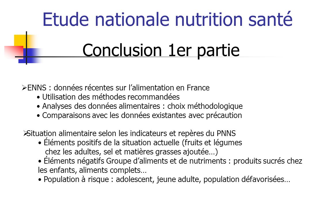 Etude nationale nutrition santé