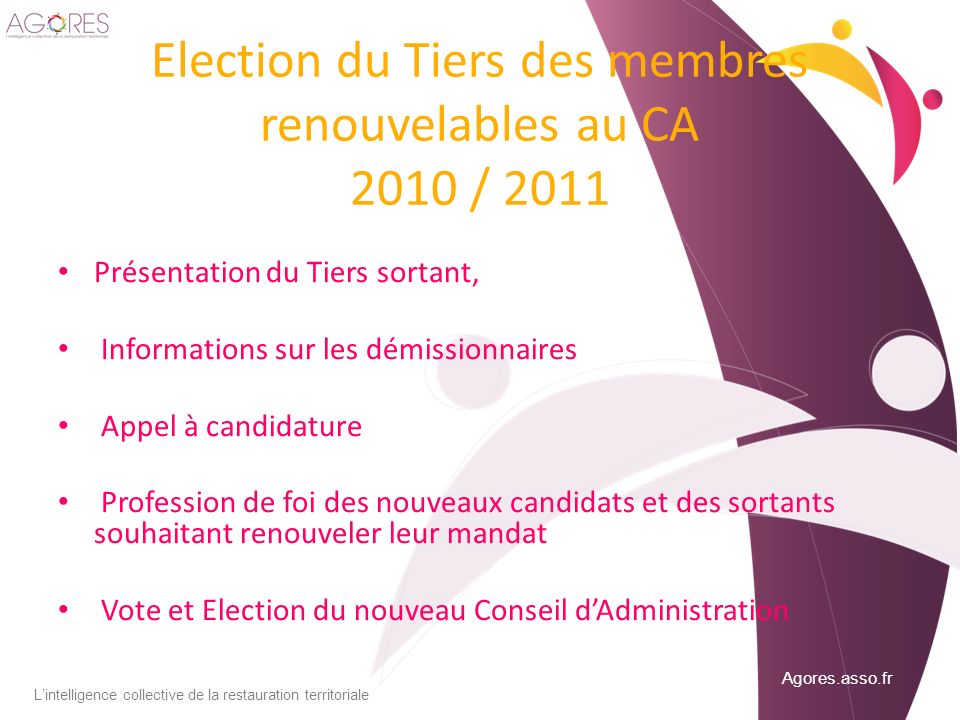 Election du Tiers des membres renouvelables au CA 2010 / 2011