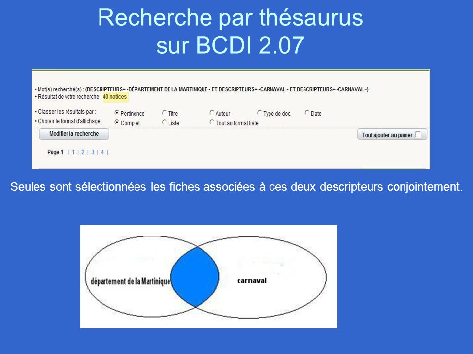 Recherche par thésaurus sur BCDI 2.07