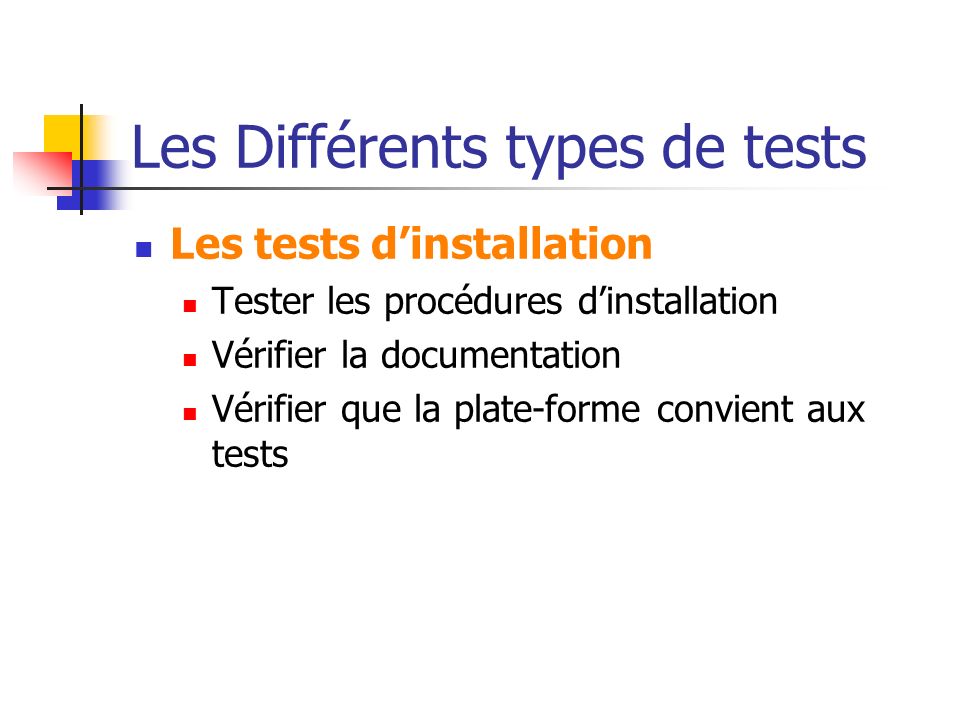 Les Différents types de tests