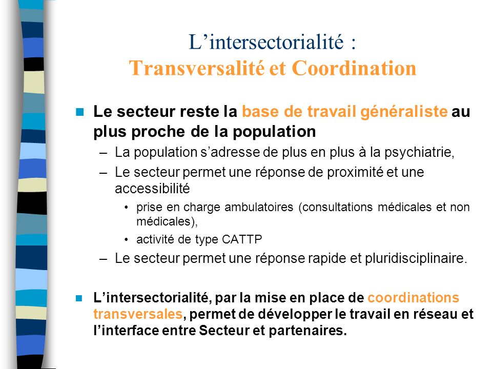 L’intersectorialité : Transversalité et Coordination