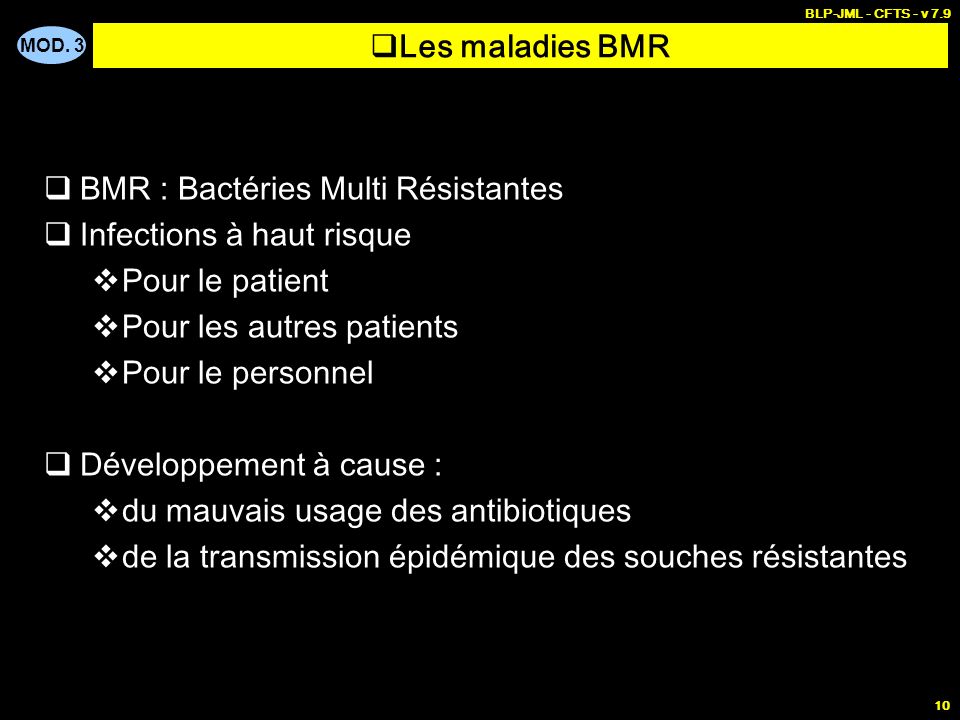 BMR : Bactéries Multi Résistantes Infections à haut risque
