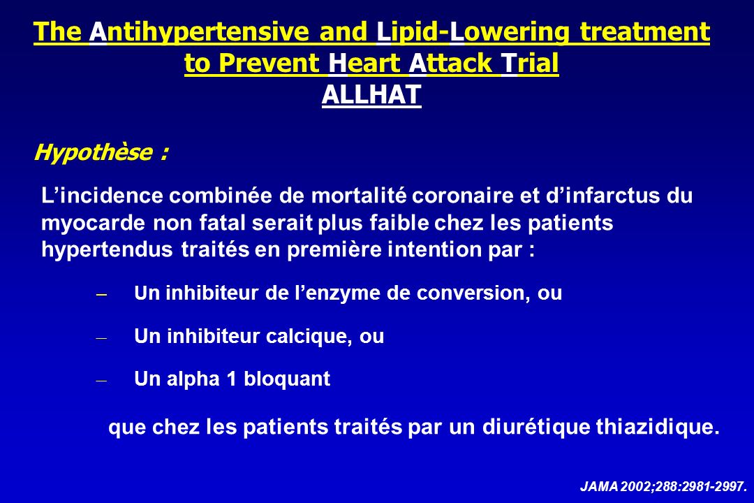 The Antihypertensive and Lipid-Lowering treatment to Prevent Heart Attack Trial ALLHAT