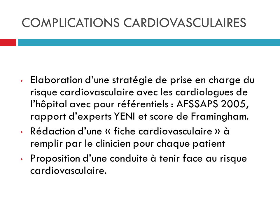 COMPLICATIONS CARDIOVASCULAIRES