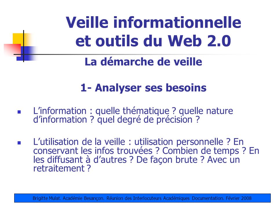 Veille informationnelle et outils du Web 2.0