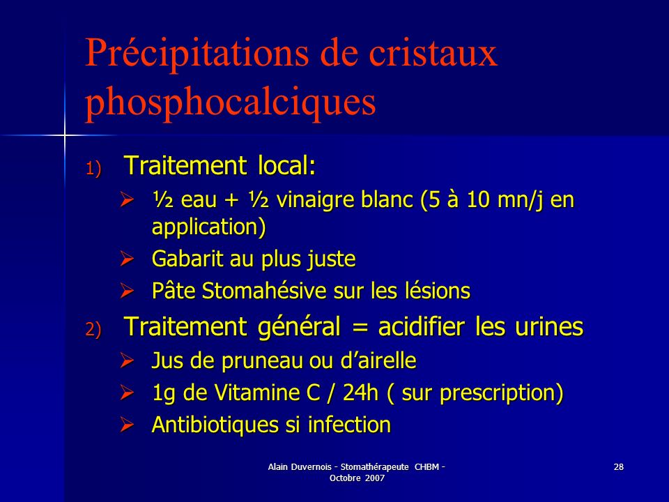 Précipitations de cristaux phosphocalciques