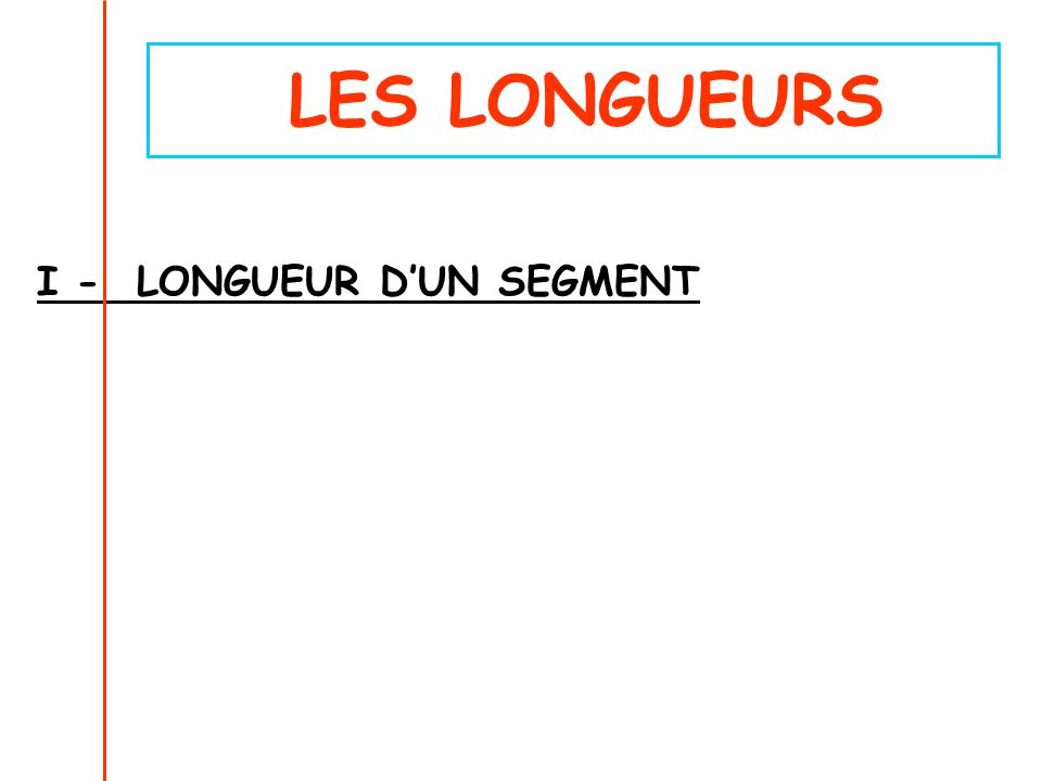 LES LONGUEURS I - LONGUEUR D’UN SEGMENT