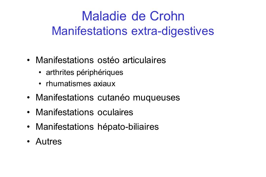 Maladie de Crohn Manifestations extra-digestives