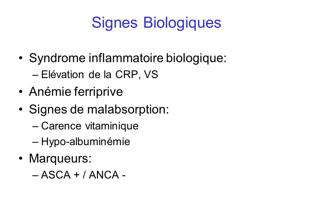 Signes Biologiques Syndrome inflammatoire biologique: