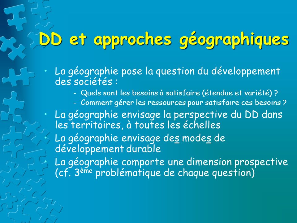 DD et approches géographiques