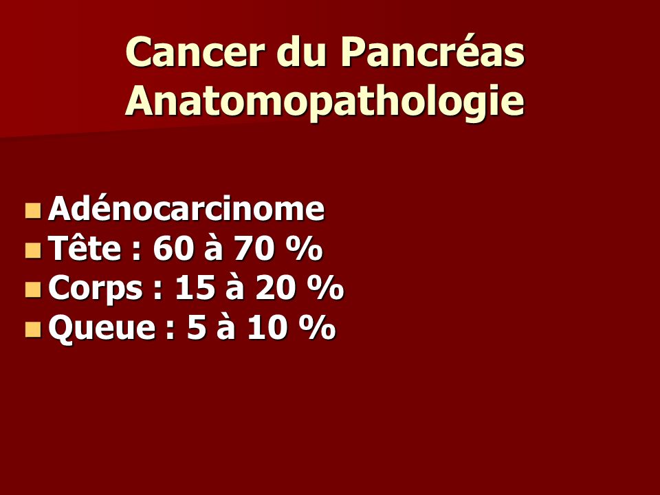 Cancer du Pancréas Anatomopathologie