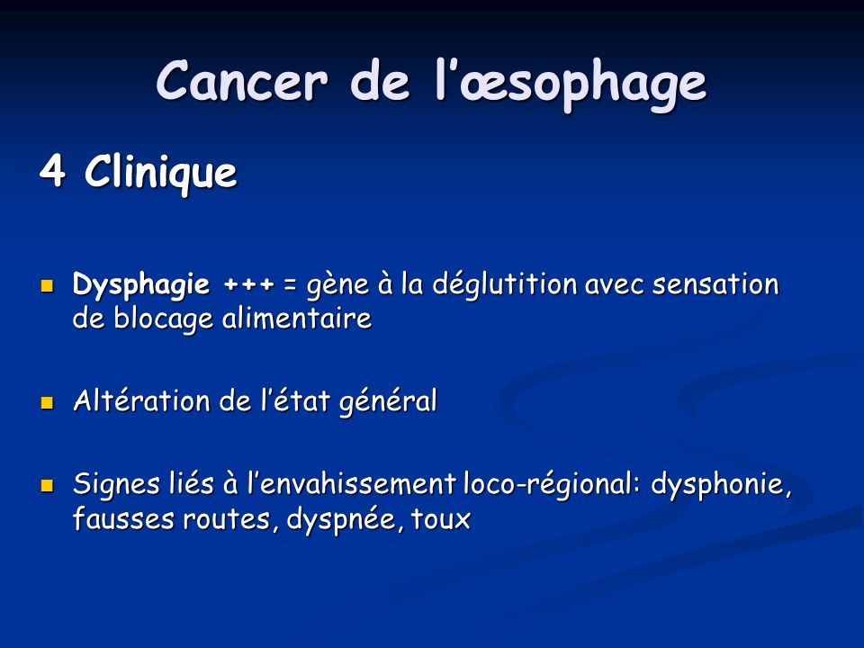 Cancer de l’œsophage 4 Clinique