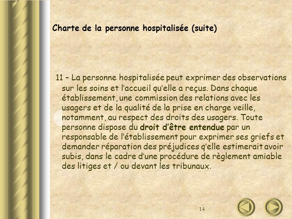 Charte de la personne hospitalisée (suite)