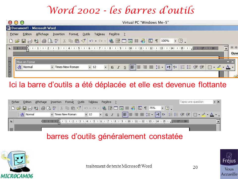 Word les barres d’outils
