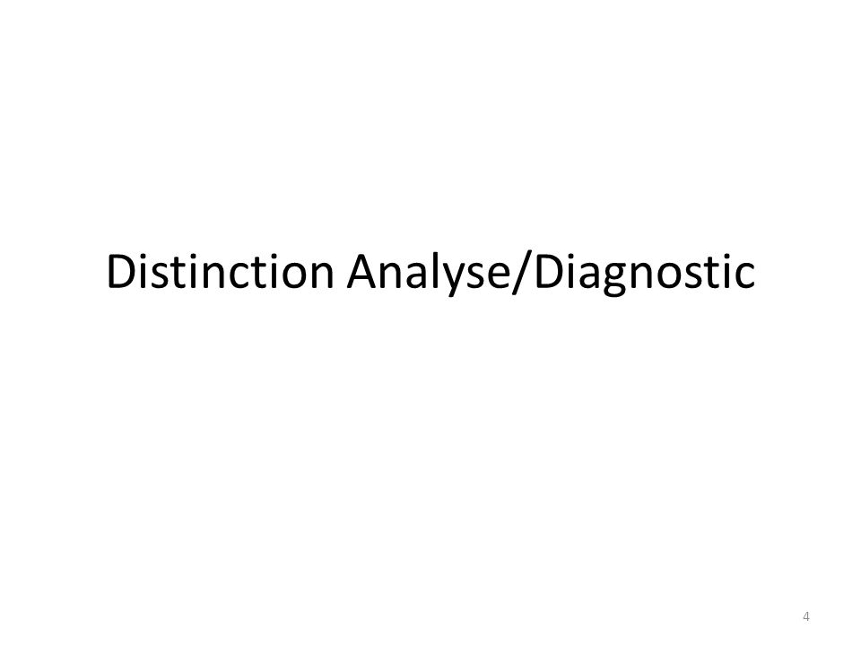 Distinction Analyse/Diagnostic