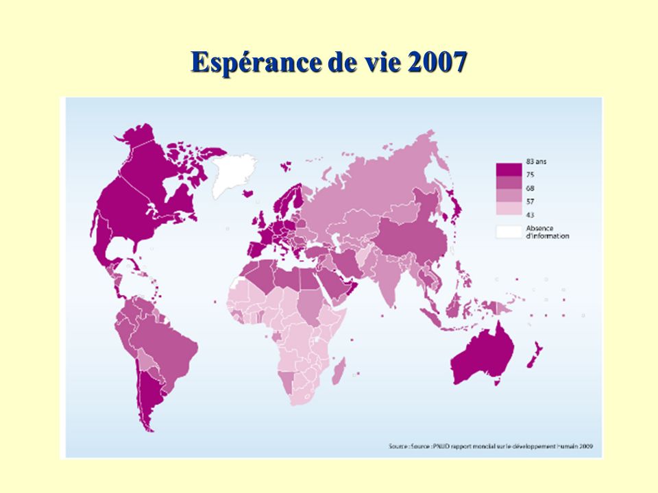 Espérance de vie 2007