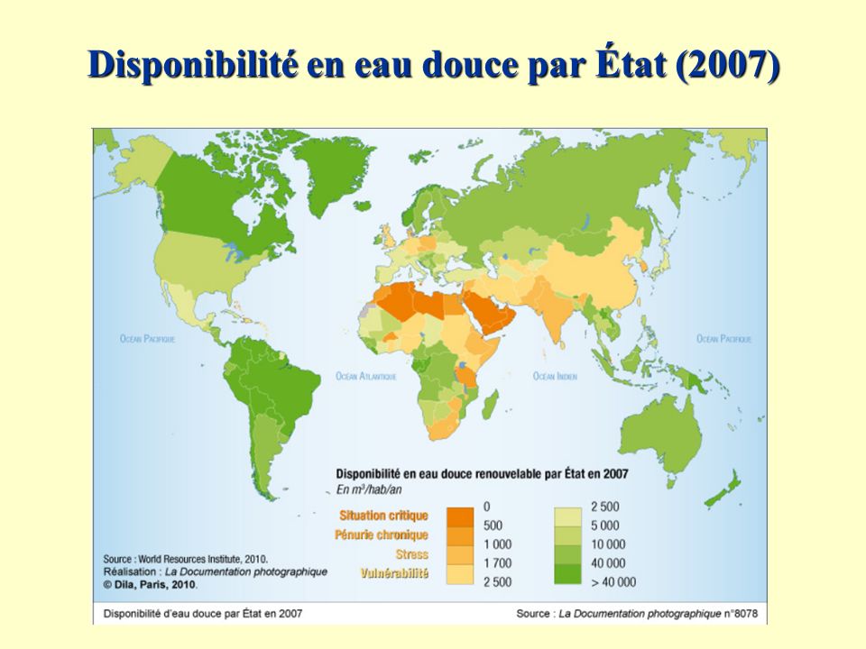 Disponibilité en eau douce par État (2007)