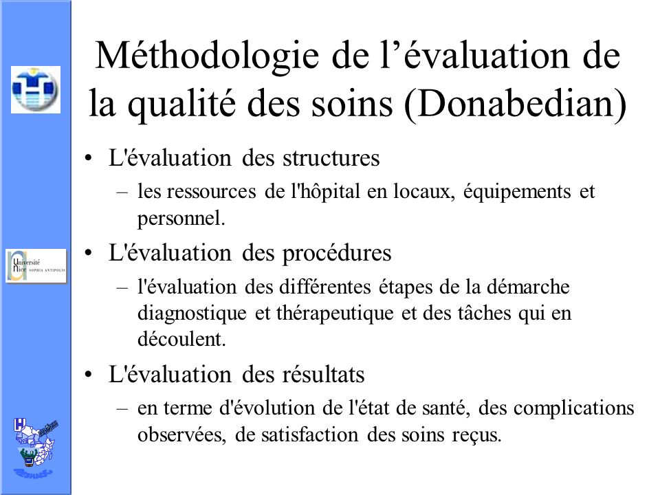 Méthodologie de l’évaluation de la qualité des soins (Donabedian)