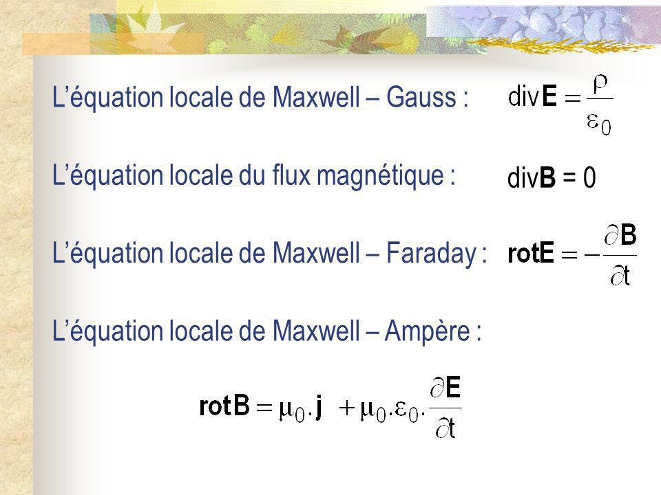L’équation locale de Maxwell – Gauss :