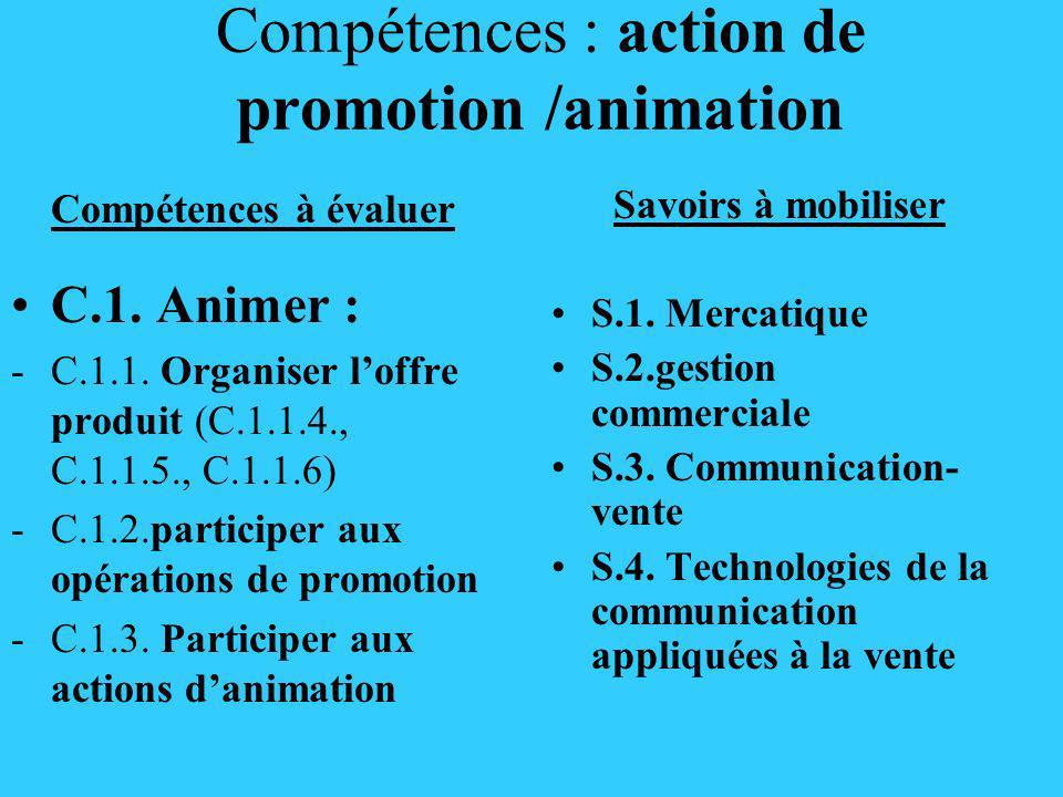 Compétences : action de promotion /animation