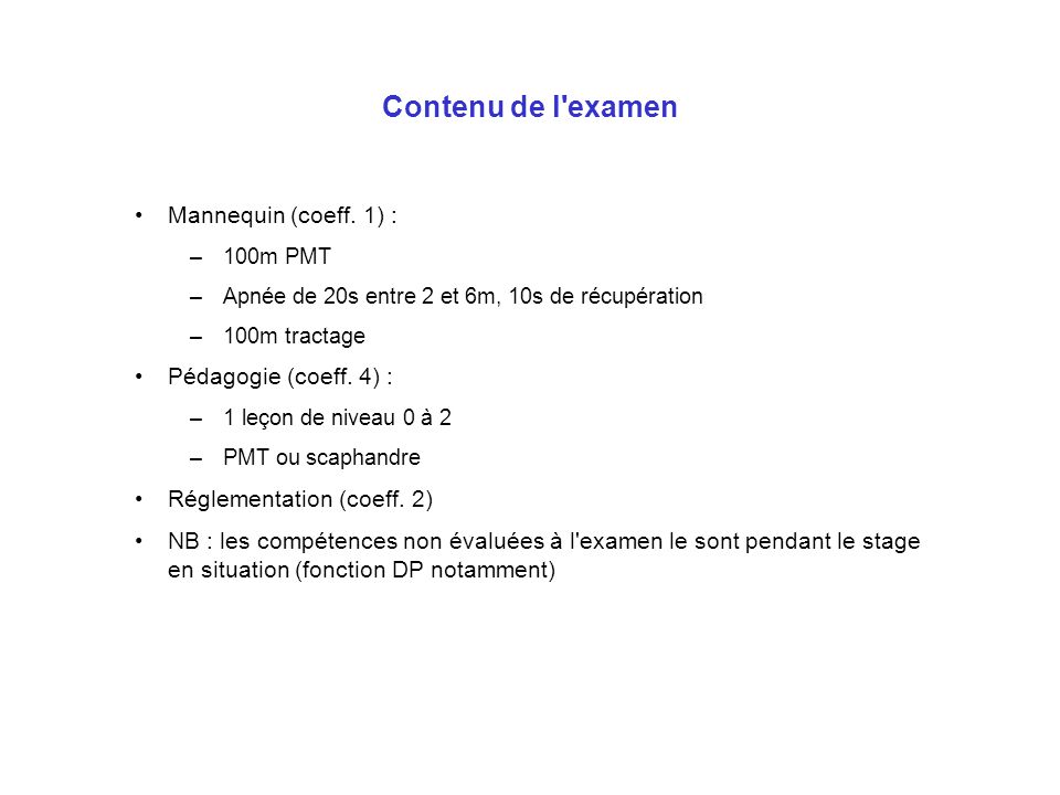 Contenu de l examen Mannequin (coeff. 1) : Pédagogie (coeff. 4) :