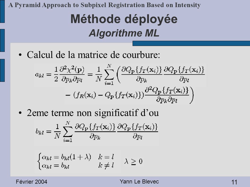 Méthode déployée Algorithme ML