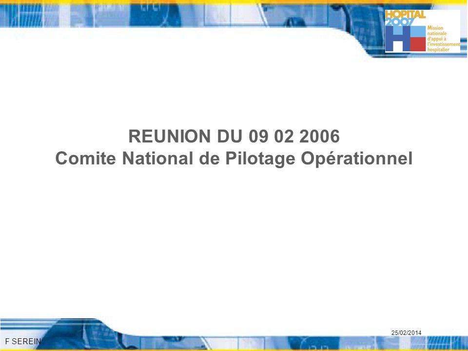 REUNION DU Comite National de Pilotage Opérationnel