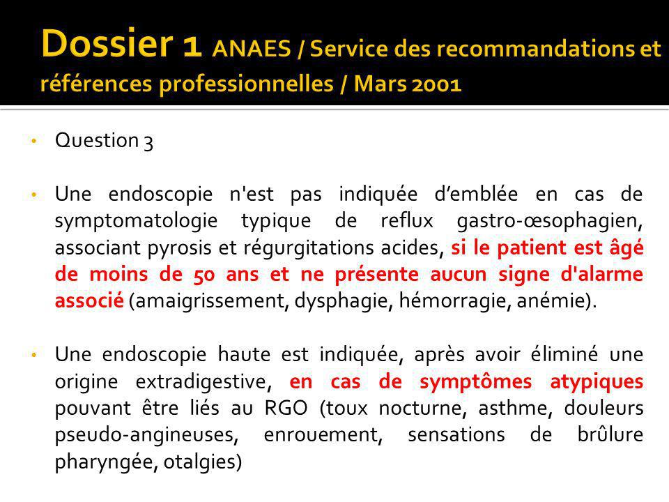 Dossier 1 ANAES / Service des recommandations et références professionnelles / Mars 2001