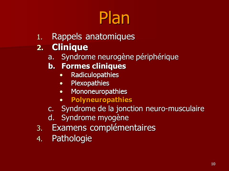 Plan Rappels anatomiques Clinique Examens complémentaires Pathologie