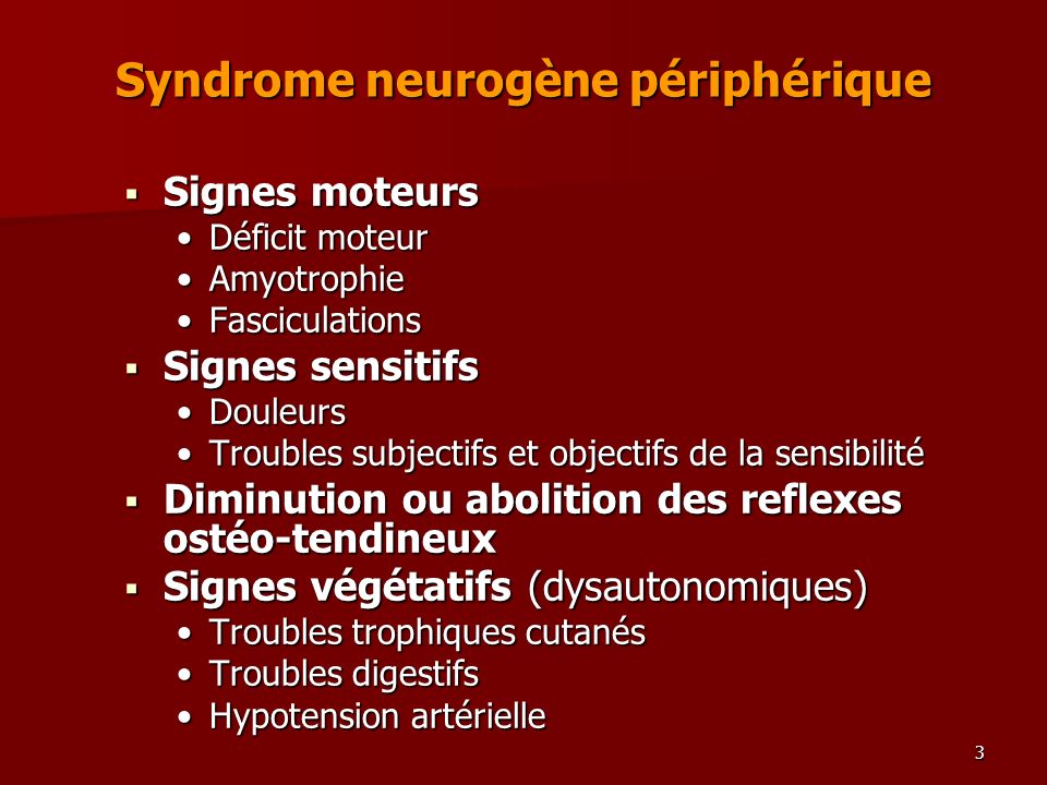 Syndrome neurogène périphérique